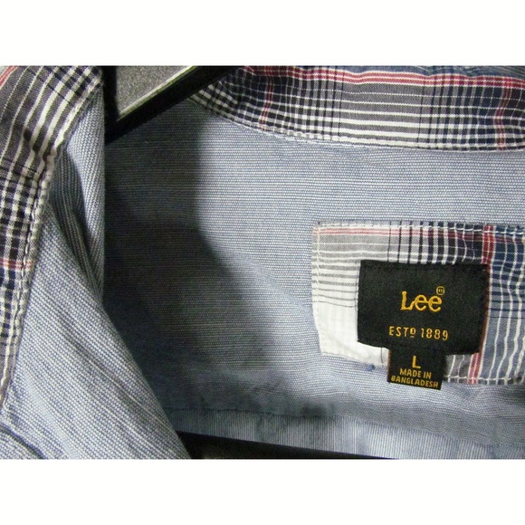 Lee Men's Shirt Size L Blue Short Sleeves Button - Picture 3 of 5